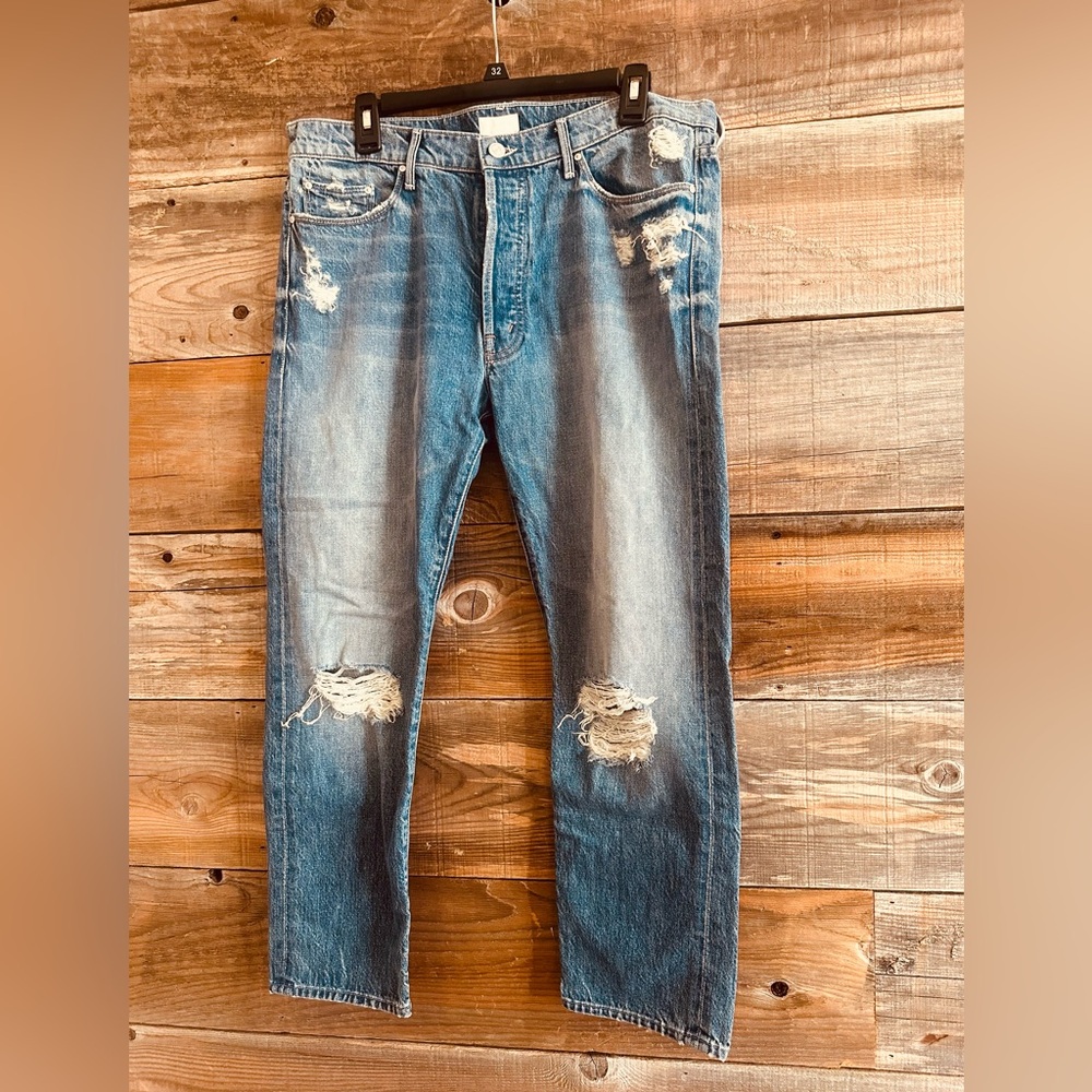 MOTHER Distressed Blue Jeans